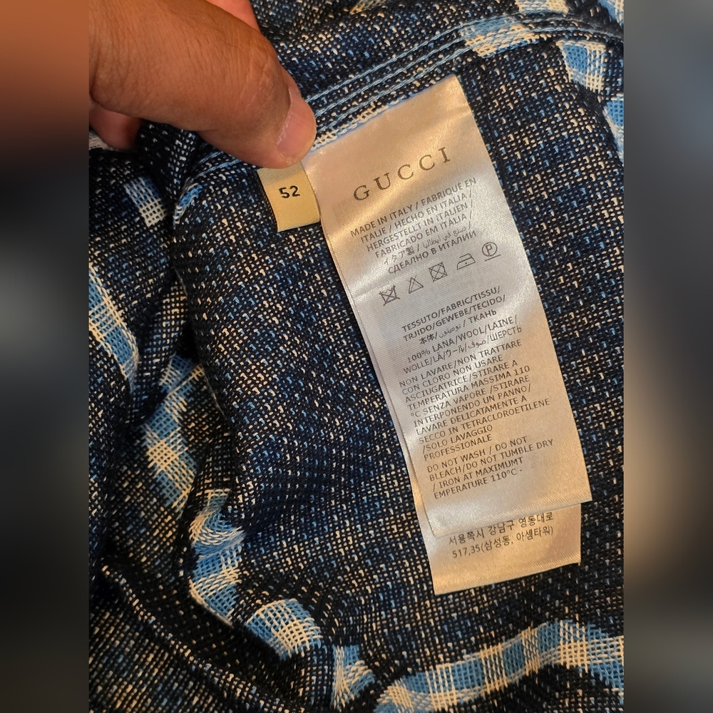 Made In Italy Gucci Jumbo GG checked 100% wool shirt - Picture 15 of 16